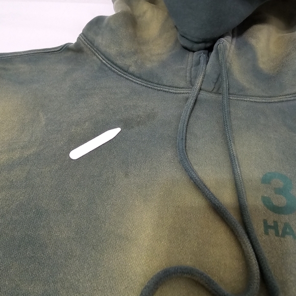 333 Half-Evil Hoodie XL Green Distressed Acid Wash Skater Streetwear Pullover - Picture 11 of 11